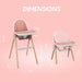 Children of Design Deluxe High Chair with Cushion - Pink - Elvoros