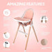 Children of Design Deluxe High Chair with Cushion - Pink - Elvoros