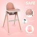 Children of Design Deluxe High Chair with Cushion - Pink - Elvoros