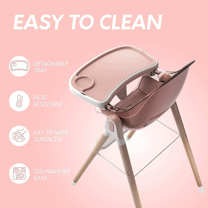 Children of Design Deluxe High Chair with Cushion - Pink - Elvoros