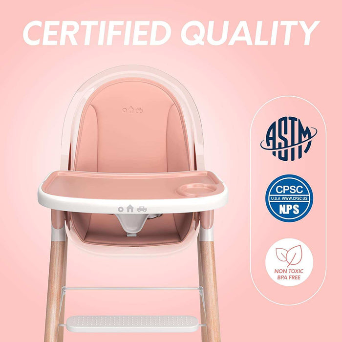 Children of Design Deluxe High Chair with Cushion - Pink - Elvoros