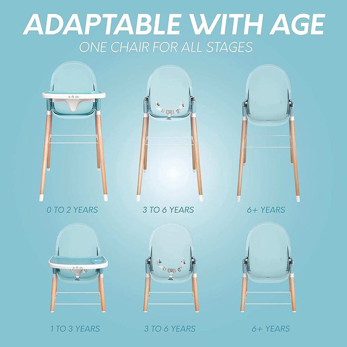 Children Of Design Non-Reclinable Classic Wooden High Chair - Blue - Elvoros