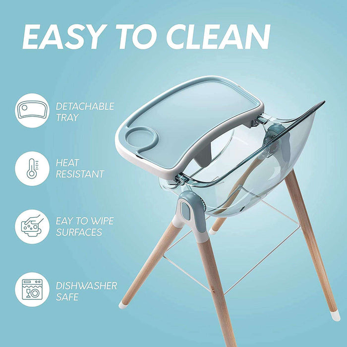 Children Of Design Non-Reclinable Classic Wooden High Chair - Blue - Elvoros