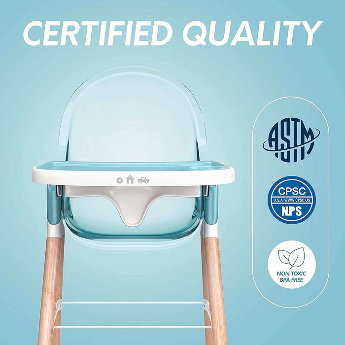 Children Of Design Non-Reclinable Classic Wooden High Chair - Blue - Elvoros