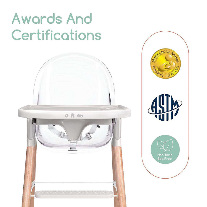 Children Of Design Non-Reclinable Classic Wooden High Chair - Clear - Elvoros