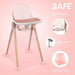 Children Of Design Non-Reclinable Classic Wooden High Chair - Pink - Elvoros