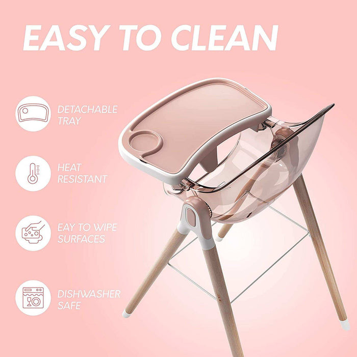 Children Of Design Non-Reclinable Classic Wooden High Chair - Pink - Elvoros