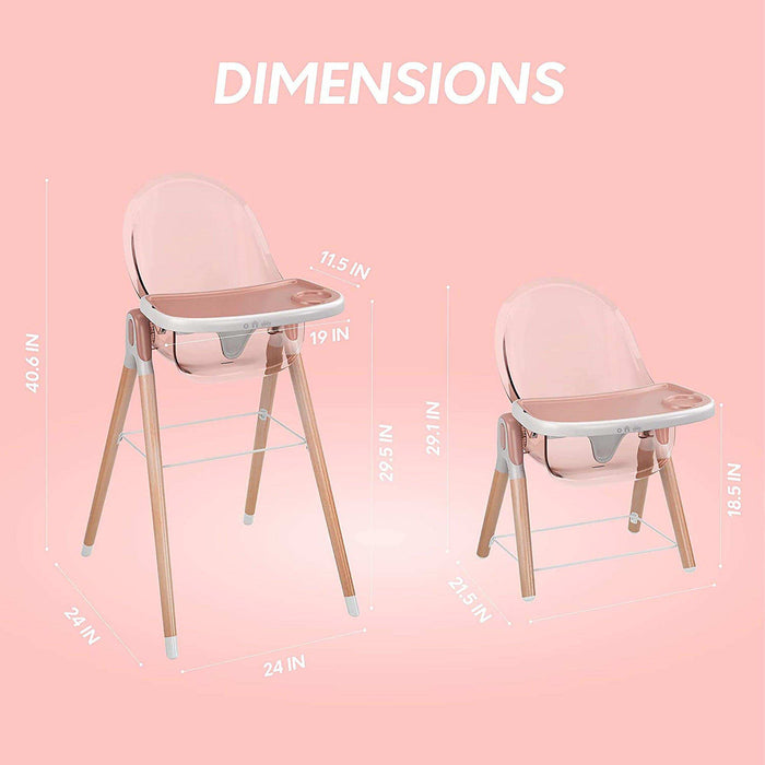Children Of Design Non-Reclinable Classic Wooden High Chair - Pink - Elvoros