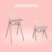 Children Of Design Non-Reclinable Classic Wooden High Chair - Pink - Elvoros