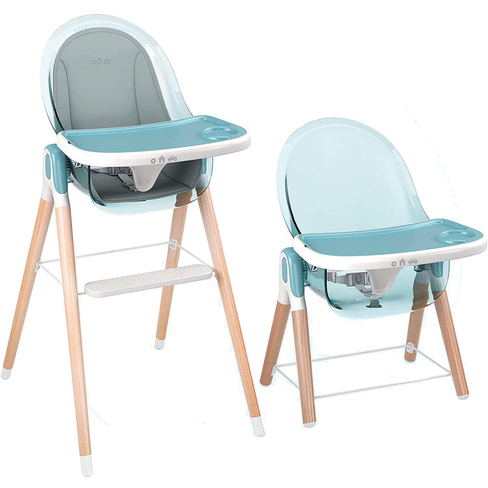 Children Of Design Non-Reclinable Classic Wooden High Chair with Cushion - Blue - Elvoros