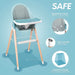 Children Of Design Non-Reclinable Classic Wooden High Chair with Cushion - Blue - Elvoros