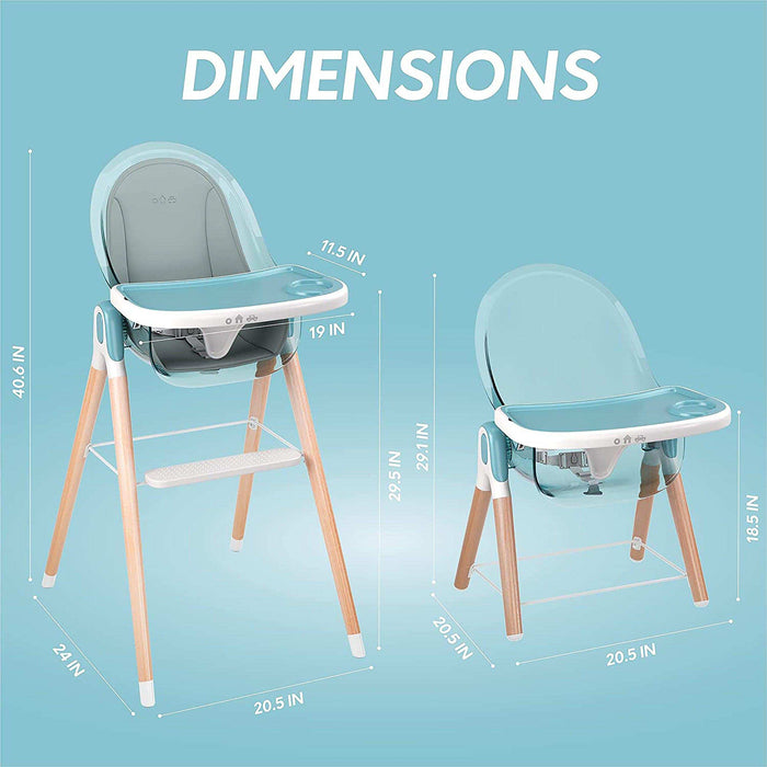Children Of Design Non-Reclinable Classic Wooden High Chair with Cushion - Blue - Elvoros