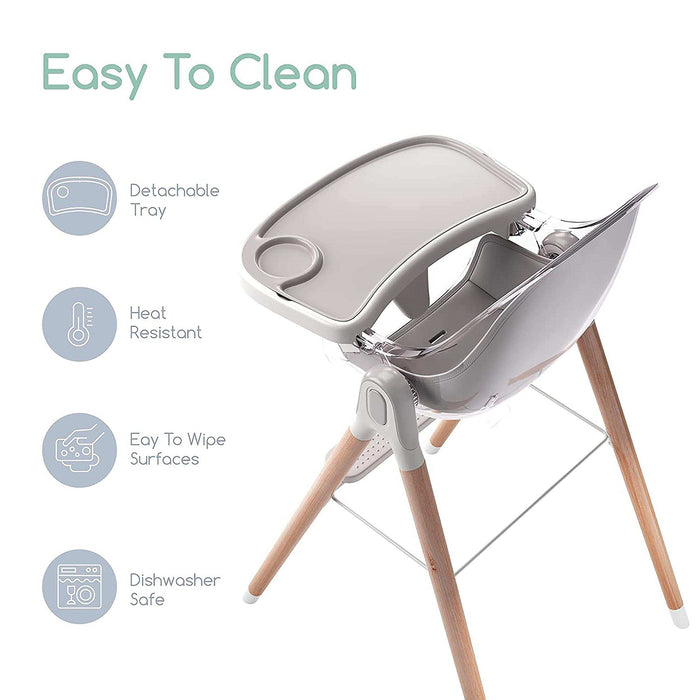 Children Of Design Non-Reclinable Classic Wooden High Chair with Cushion - Clear - Elvoros