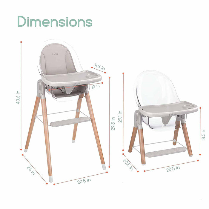 Children Of Design Non-Reclinable Classic Wooden High Chair with Cushion - Clear - Elvoros