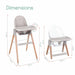 Children Of Design Non-Reclinable Classic Wooden High Chair with Cushion - Clear - Elvoros