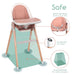 Children Of Design Non-Reclinable Classic Wooden High Chair with Cushion - Pink - Elvoros