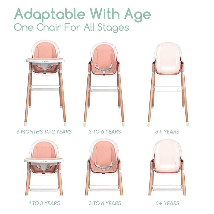 Children Of Design Non-Reclinable Classic Wooden High Chair with Cushion - Pink - Elvoros