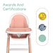 Children Of Design Non-Reclinable Classic Wooden High Chair with Cushion - Pink - Elvoros