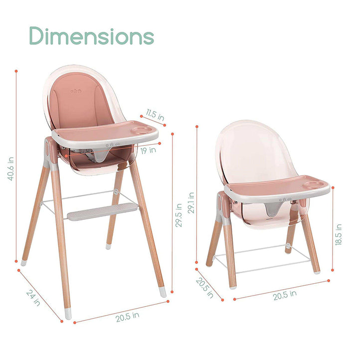 Children Of Design Non-Reclinable Classic Wooden High Chair with Cushion - Pink - Elvoros