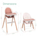 Children Of Design Non-Reclinable Classic Wooden High Chair with Cushion - Pink - Elvoros