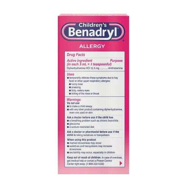 Children’s Benadryl Allergy Relief Liquid Medicine Cherry - 8 fl oz - Elvoros