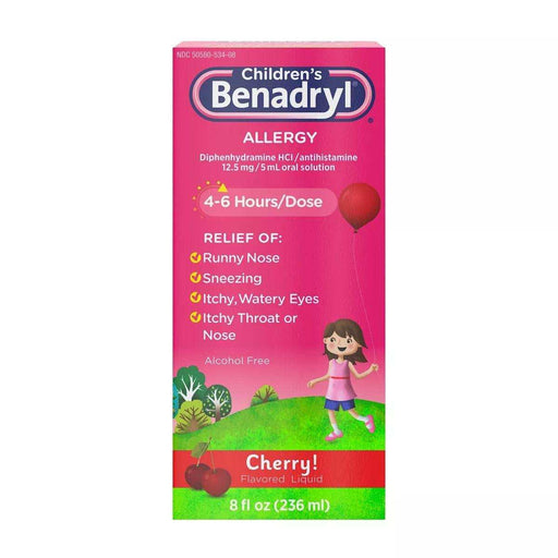 Children’s Benadryl Allergy Relief Liquid Medicine Cherry - 8 fl oz - Elvoros