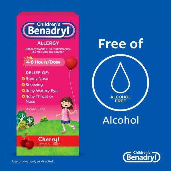 Children’s Benadryl Allergy Relief Liquid Medicine Cherry - 8 fl oz - Elvoros