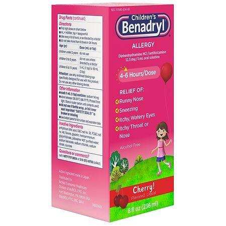 Children’s Benadryl Allergy Relief Liquid Medicine Cherry - 8 fl oz - Elvoros