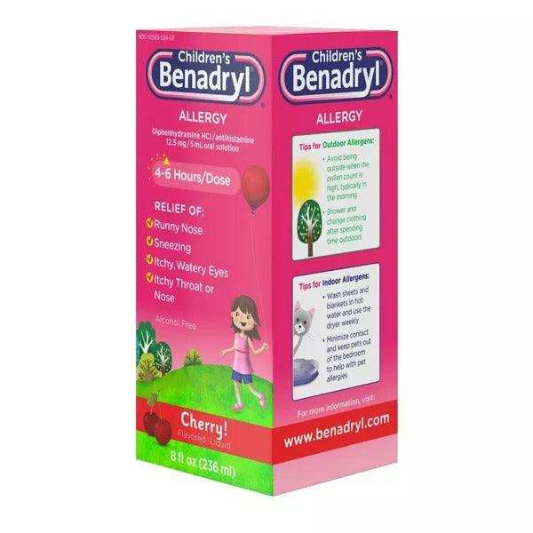 Children’s Benadryl Allergy Relief Liquid Medicine Cherry - 8 fl oz - Elvoros