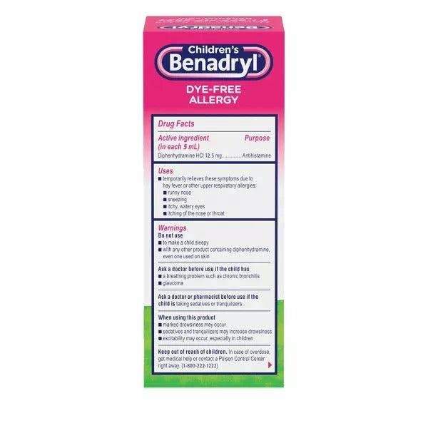 Children's Benadryl Dye-Free Allergy Relief Liquid Bubble Gum - 4 fl oz - Elvoros