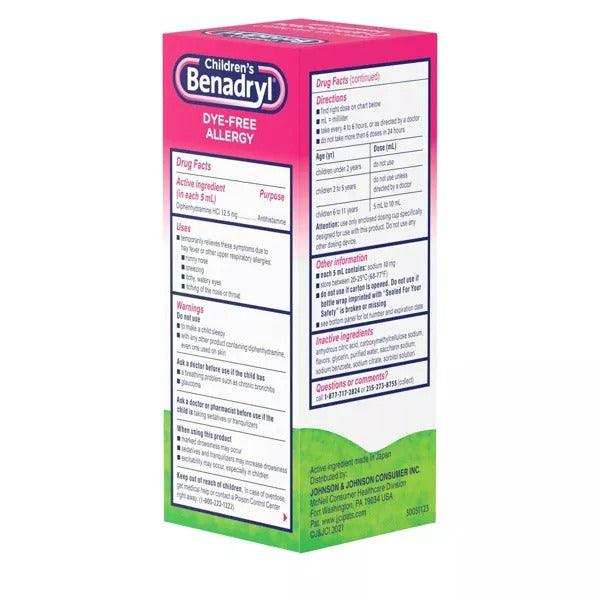 Children's Benadryl Dye-Free Allergy Relief Liquid Bubble Gum - 4 fl oz - Elvoros