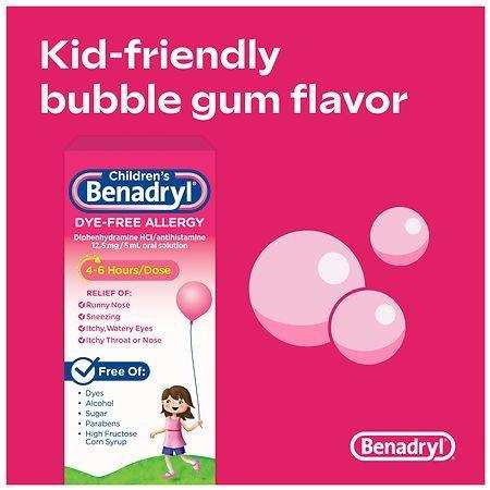 Children's Benadryl Dye-Free Allergy Relief Liquid Bubble Gum - 4 fl oz - Elvoros