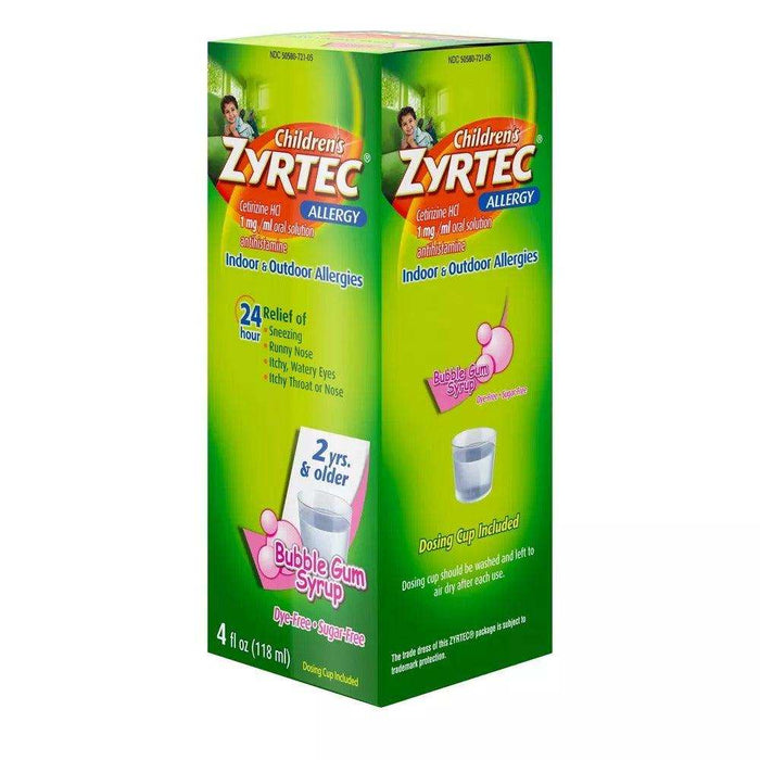 Children's Zyrtec 24 Hour Allergy Relief Syrup - Bubble Gum - Cetirizine - 4 fl oz - Elvoros