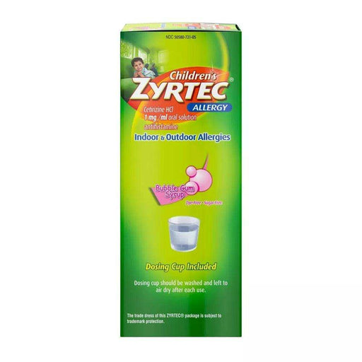 Children's Zyrtec 24 Hour Allergy Relief Syrup - Bubble Gum - Cetirizine - 4 fl oz - Elvoros