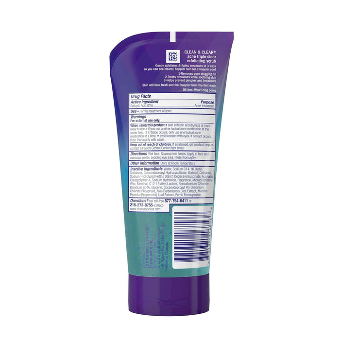 Clean & Clear Acne Triple Clear Exfoliating Scrub 5oz. - Elvoros