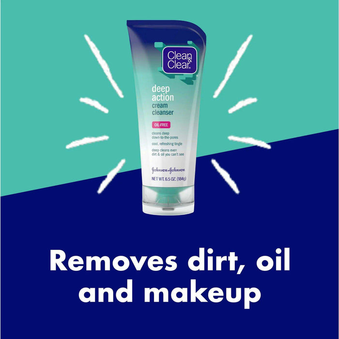 Clean & Clear Oil-Free Deep Action Cream Cleanser - 6.5 oz - Elvoros
