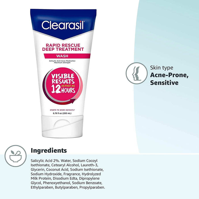 Clearasil Ultra Rapid Action Daily Face Wash Acne Treatment 6.78 Ounce - Elvoros