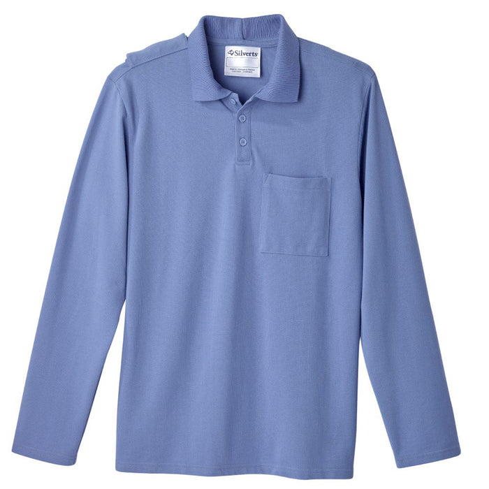 Silverts Men's Adaptive Open Back Polo Shirt with Long Sleeves