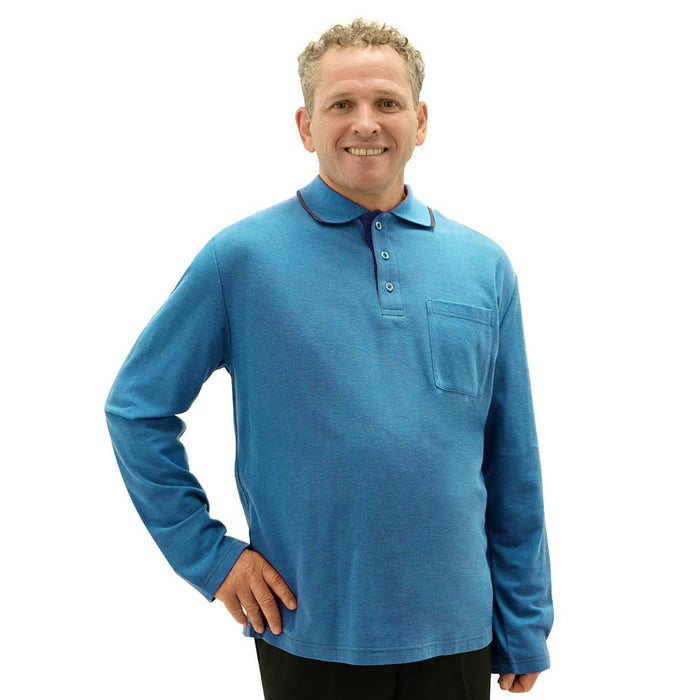 Silverts Men's Adaptive Open Back Polo Shirt with Long Sleeves