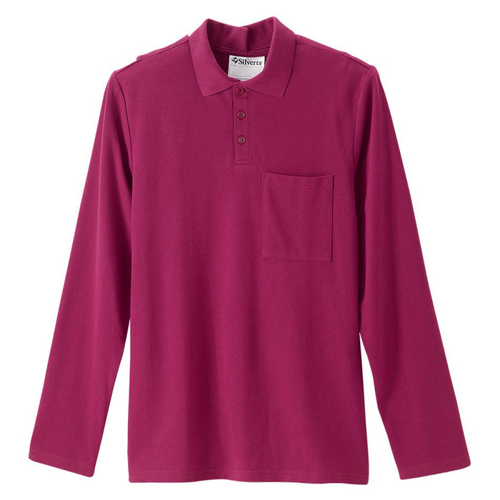 Silverts Men's Adaptive Open Back Polo Shirt with Long Sleeves