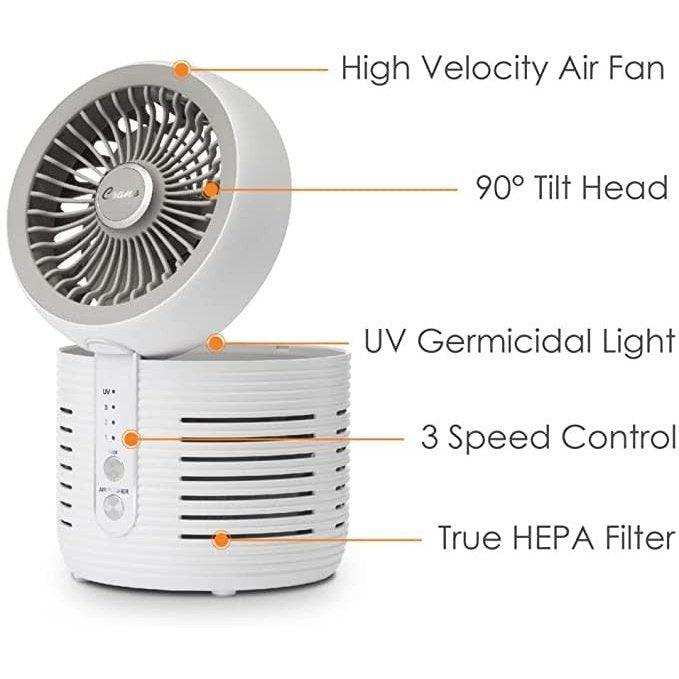 Crane 2-in-1 Desktop Air Purifier & Fan - Elvoros