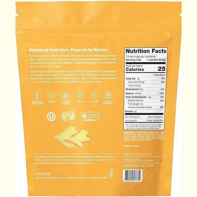 Cure Hydrating Electrolyte Drink Mix - Ginger Turmeric - Elvoros