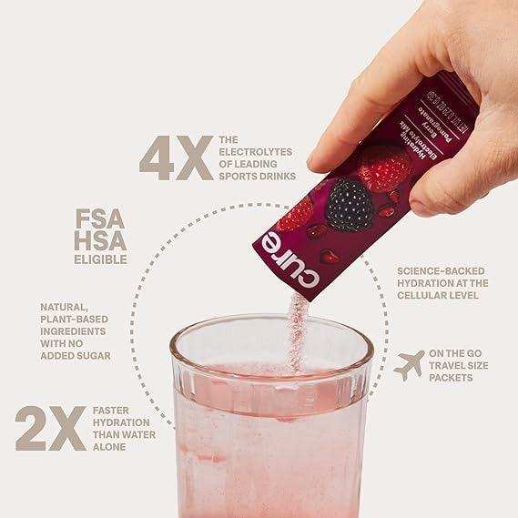 Cure Hydrating Electrolyte Vegan Drink Mix - Berry Pomegranate - Elvoros