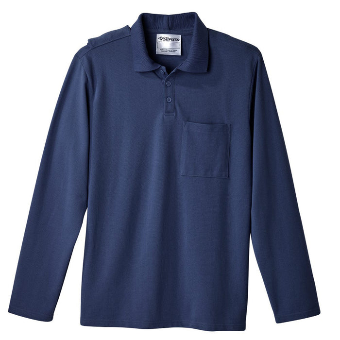 Silverts Men's Adaptive Open Back Polo Shirt with Long Sleeves