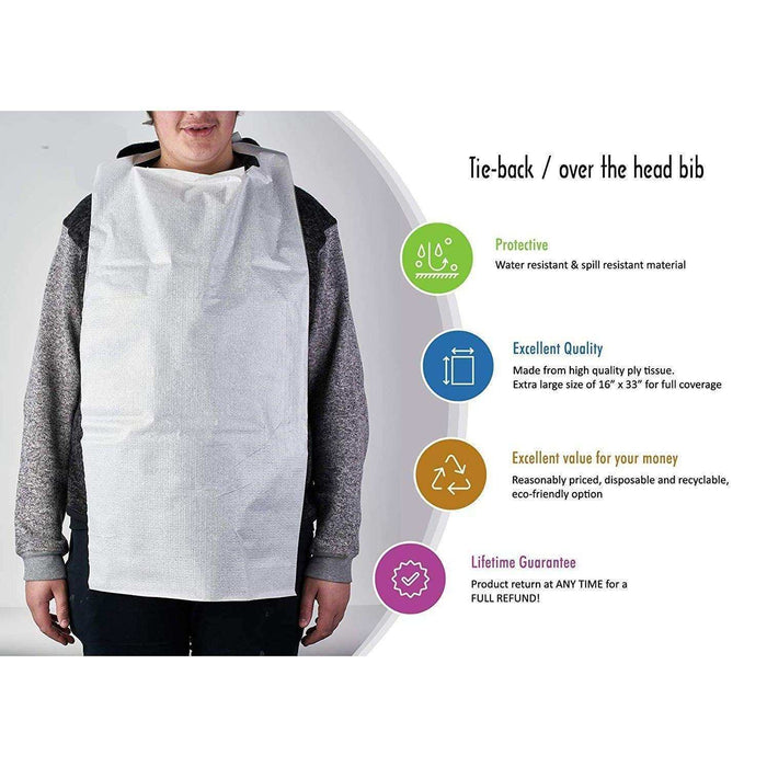 ProHeal Disposable Adult Bibs - Over Head - Elvoros