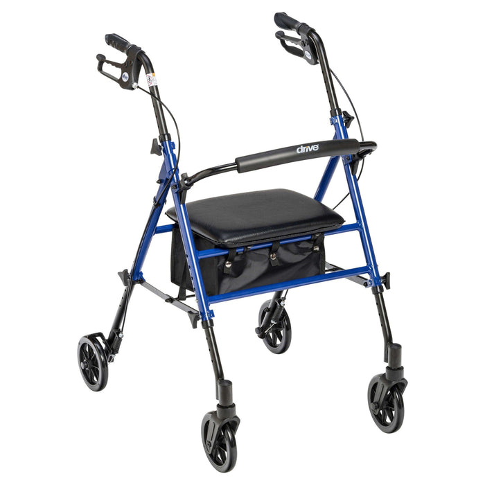 Drive Medical Adjustable Height Rollator Rolling Walker with 6" Wheels - Elvoros