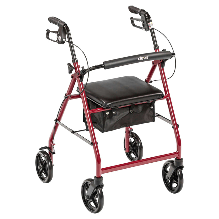 Drive Medical Aluminum Rollator Rolling Walker with Fold Up and Removable Back Support and Padded Seat - Elvoros