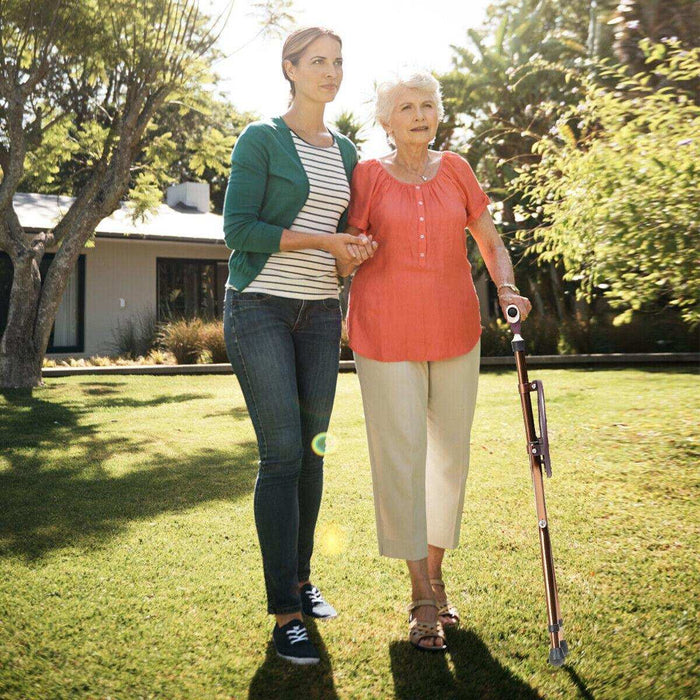 Drive Medical Folding Lightweight Cane Seat Adjustable Height - Bronze - Elvoros