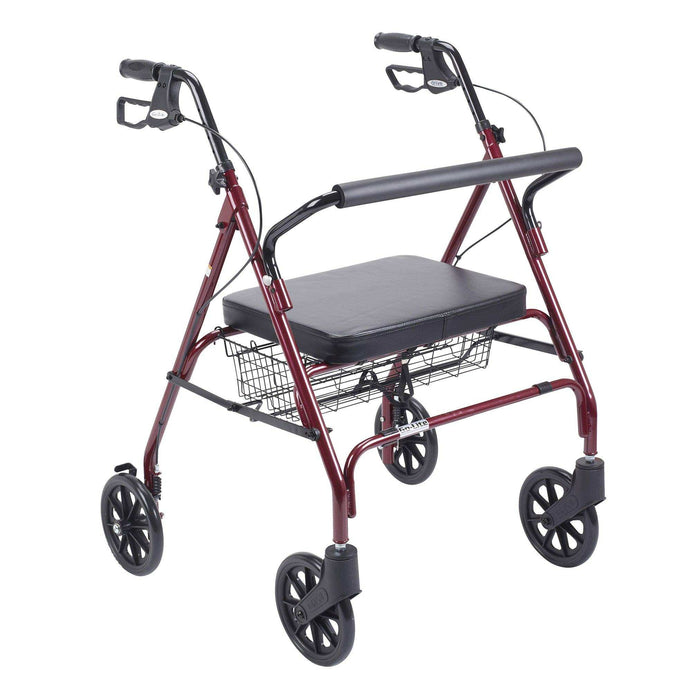 Drive Medical Heavy Duty Bariatric Rollator Rolling Walker with Large Padded Seat - Elvoros