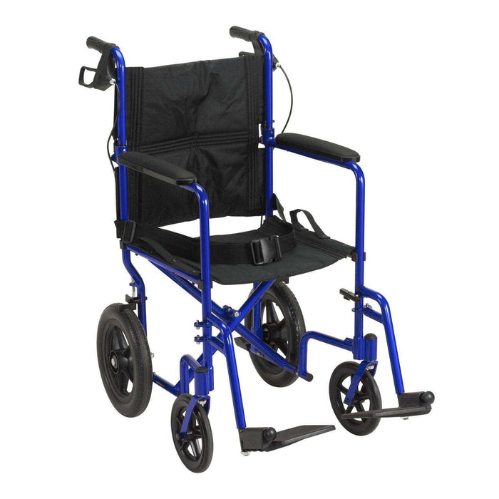 Drive Medical Lightweight Expedition Transport Wheelchair with Hand Brakes - Elvoros
